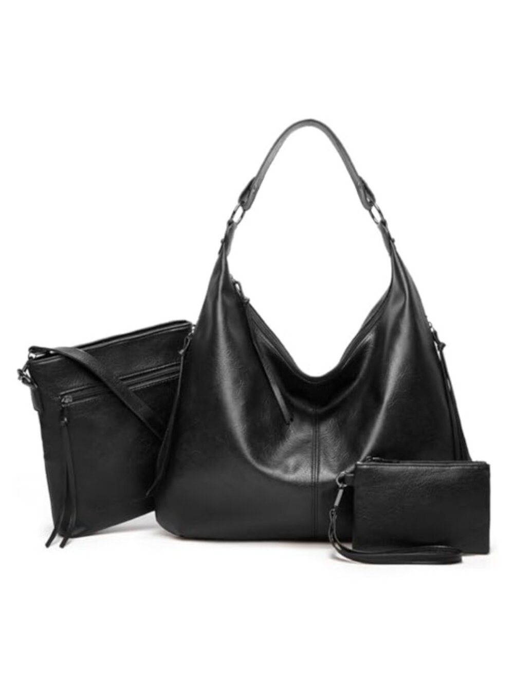 Hobo Bags for Women Vegan Leather Large Shoulder Crossbody Purse Set